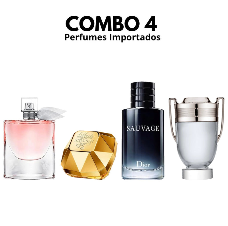 Combo 4 Perfumes Masculinos Importados (100ml) - La Vie Est Belle | Lady Million | Invictus | Sauvage [FRETE GRÁTIS]