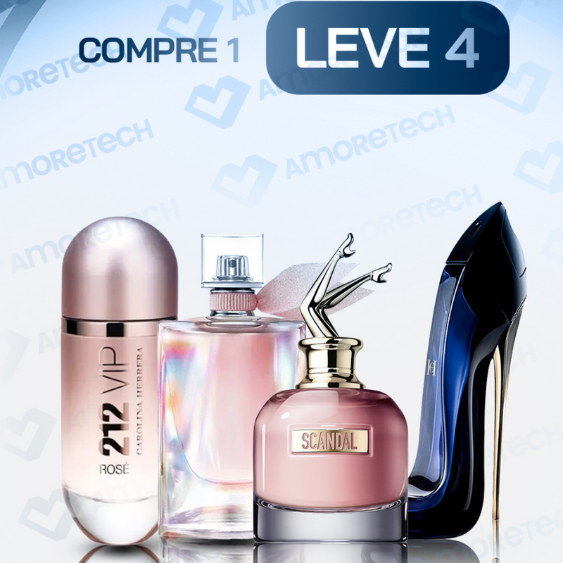 Kit - 4 Perfumes Femininos - Scandal | 212 VIP Rosé | La Vie est Belle | Good Girl (100ml cada) [PROMOÇÃO MÊS BLACK FRIDAY]