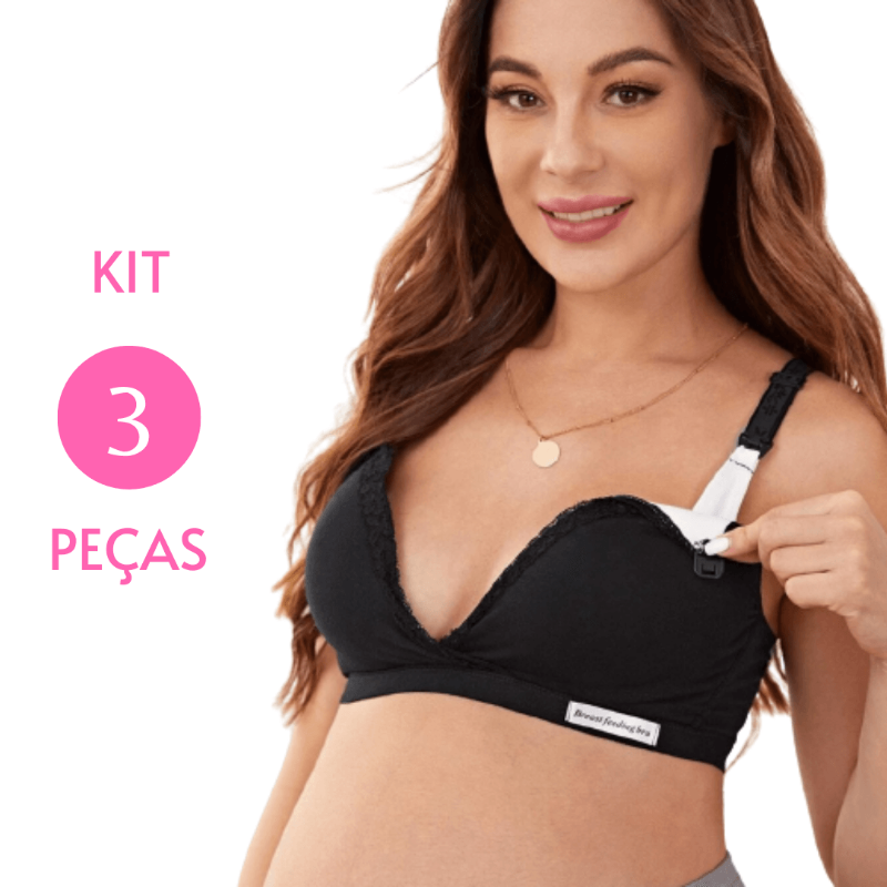 Kit com 3 Sutiãs de Amamentação - Renda