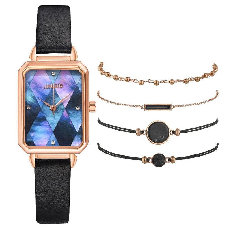 Relógio Feminino Luxury Gold + 4 Braceletes Grátis